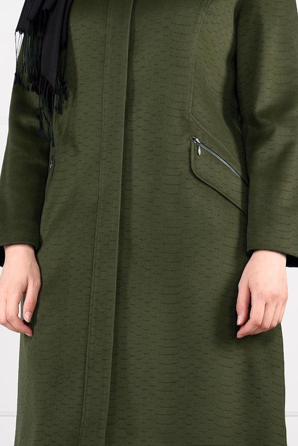 Vêtements hijab KAKI CABAN À COL ROND AVEC POCHES 9596  - TRENDTESETTÜR