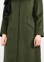 Vêtements hijab KAKI CABAN À COL ROND AVEC POCHES 9596 