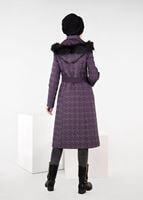 Tesettür giyim MÜRDÜM DESENLİ KEMERLİ KAPÜŞONLU KABAN 9598 