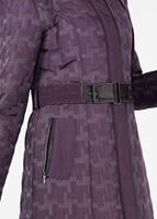 Tesettür giyim MÜRDÜM DESENLİ KEMERLİ KAPÜŞONLU KABAN 9598 