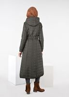 Tesettür giyim HAKİ KEMERLİ KAPÜŞONLU KABAN 9600 