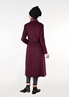 Tesettür giyim MÜRDÜM BELİ KUŞAKLI KAZAYAĞI DESENLİ KABAN 9605 