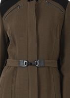 Tesettür giyim VİZON HAKİM YAKA FERMUAR DETAYLI KABAN 9608 