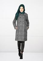 Tesettür giyim SİYAH KRUVAZE CEPLİ KABAN 9609 