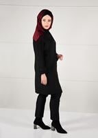 Hijab clothing BLACK GROMMET DETAILED WALKER COAT 9610