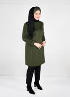 Hijab clothing GREEN GROMMET DETAILED WALKER COAT 9610