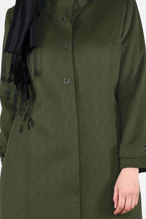 Vêtements hijab VERT MANTEAU EN LAINE À ŒILLETS 9610  - TRENDTESETTÜR