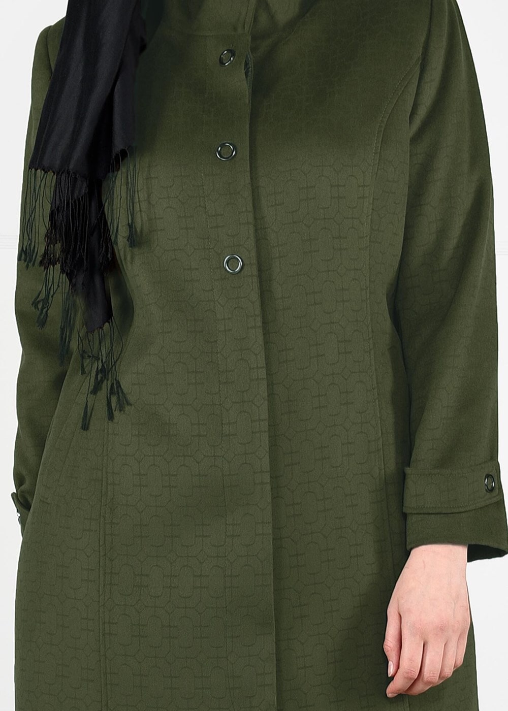 Hijab clothing GREEN GROMMET DETAILED WALKER COAT 9610
