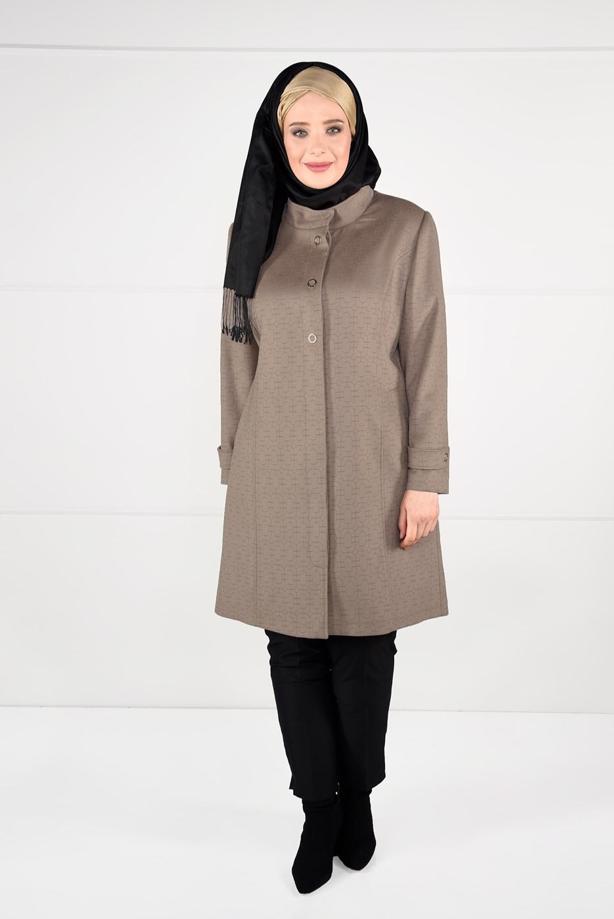 Vêtements hijab BRUN MANTEAU EN LAINE À ŒILLETS 9610  - TRENDTESETTÜR