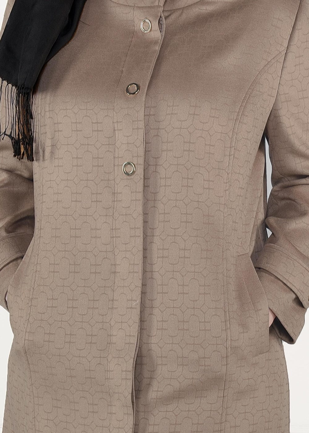 Hijab clothing BROWN GROMMET DETAILED WALKER COAT 9610