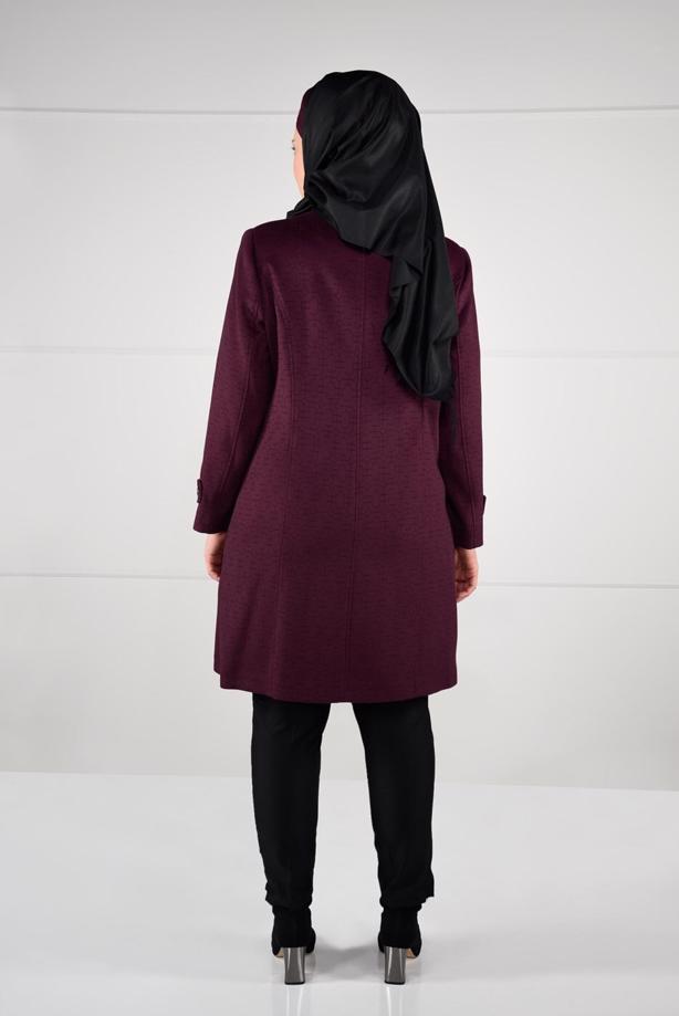Vêtements hijab PRUNE MANTEAU EN LAINE À ŒILLETS 9610  - TRENDTESETTÜR