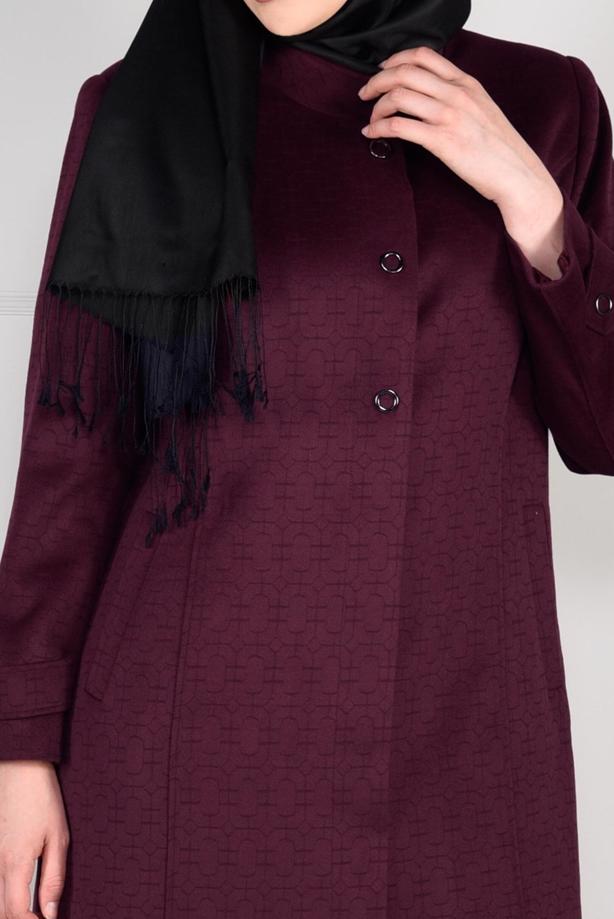Vêtements hijab PRUNE MANTEAU EN LAINE À ŒILLETS 9610  - TRENDTESETTÜR