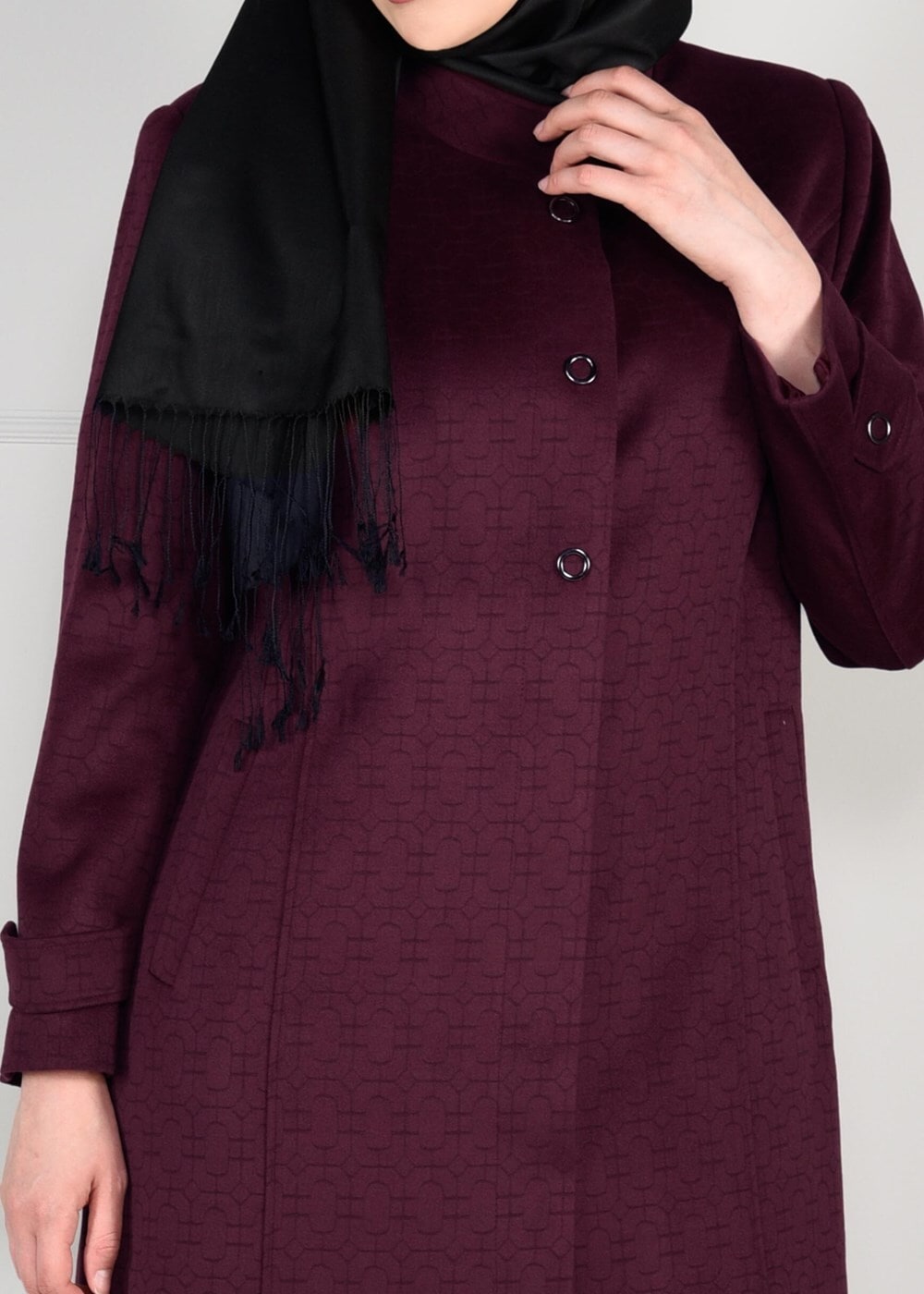 Vêtements hijab PRUNE MANTEAU EN LAINE À ŒILLETS 9610