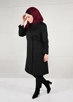 Hijab clothing BLACK BUTTONED WALKER COAT 9611 
