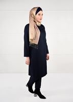 Vêtements hijab BLEU MARINE MANTEAU EN LAINE À BOUTONÉ 9611