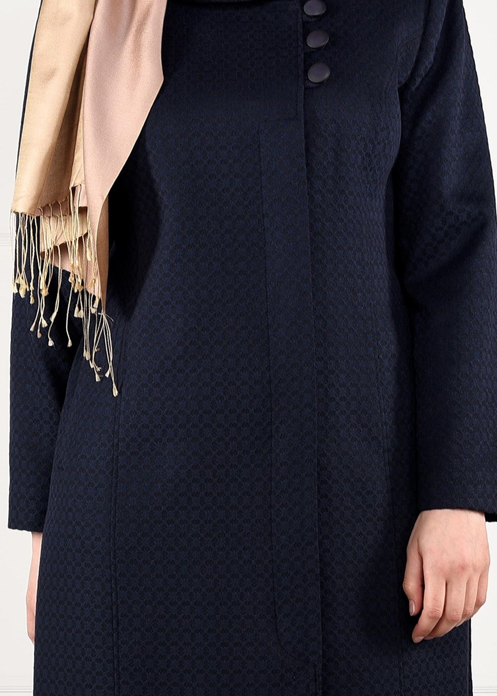 Vêtements hijab BLEU MARINE MANTEAU EN LAINE À BOUTONÉ 9611