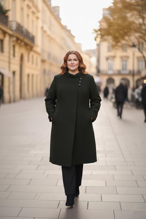 Vêtements hijab KAKI MANTEAU CACHE BOUTONNÉ 9611 - TRENDTESETTÜR