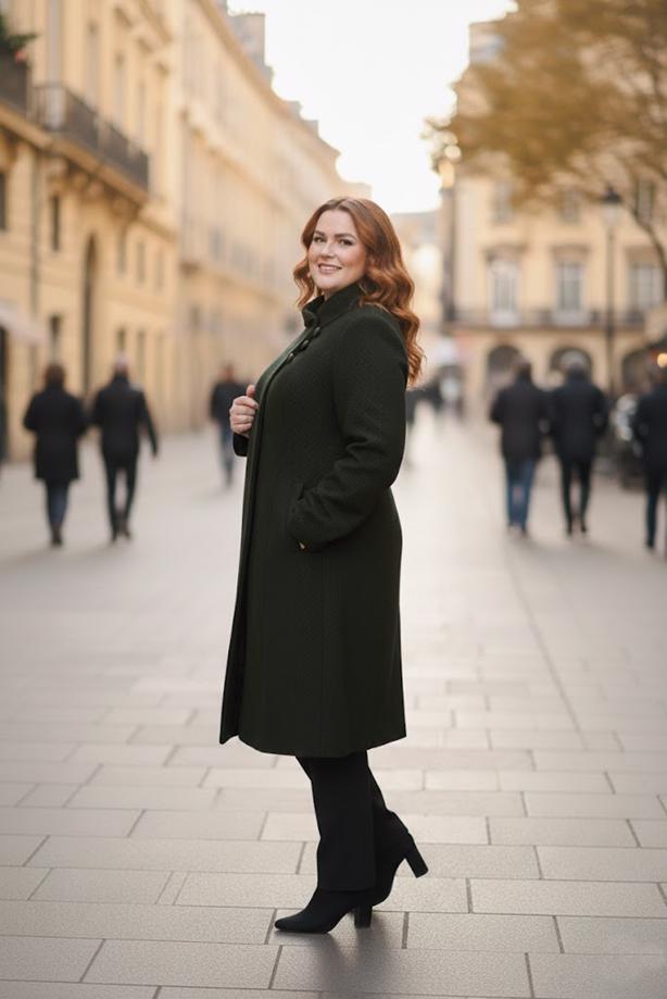 Vêtements hijab KAKI MANTEAU CACHE BOUTONNÉ 9611 - TRENDTESETTÜR