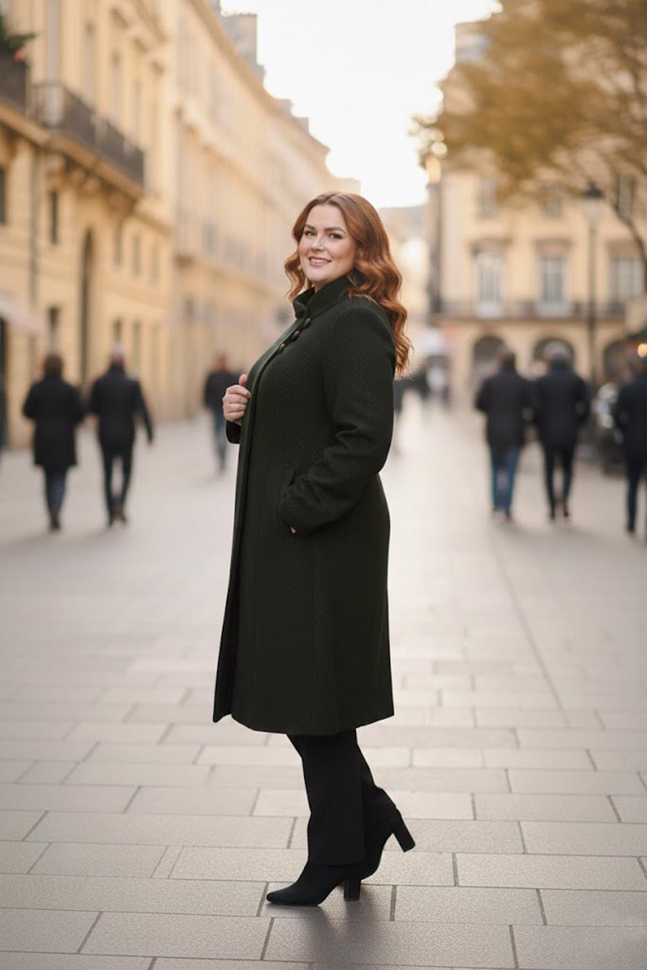 Tesettür giyim HAKİ DÜĞMELİ KAŞE KABAN 9611