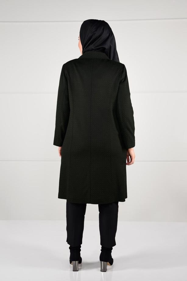 Vêtements hijab KAKI MANTEAU EN LAINE À BOUTONÉ 9611 - TRENDTESETTÜR