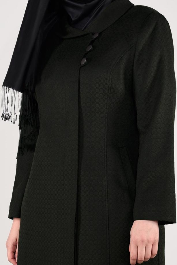 Vêtements hijab KAKI MANTEAU EN LAINE À BOUTONÉ 9611 - TRENDTESETTÜR