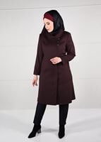 Hijab clothing CLARET RED BUTTONED WALKER COAT 9611 