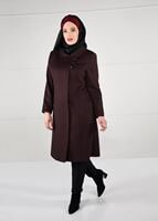 Hijab clothing CLARET RED BUTTONED WALKER COAT 9611 