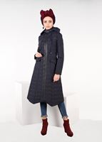 Tesettür giyim LACİVERT KAPÜŞONLU FERMUARLI KABAN  9612