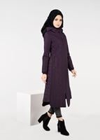 Tesettür giyim MÜRDÜM FERMUARLI CEPLİ KAPÜŞONLU ŞİŞME KABAN 9613 