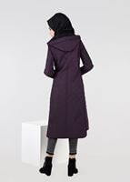 Tesettür giyim MÜRDÜM FERMUARLI CEPLİ KAPÜŞONLU ŞİŞME KABAN 9613 