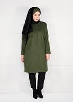 Vêtements hijab VERT MANTEAU EN LAINE AVEC POCHES 9617 