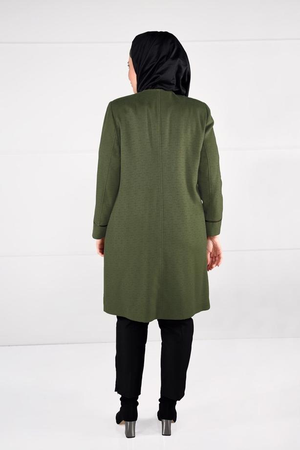 Vêtements hijab VERT MANTEAU EN LAINE AVEC POCHES 9617  - TRENDTESETTÜR