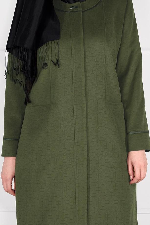 Vêtements hijab VERT MANTEAU EN LAINE AVEC POCHES 9617  - TRENDTESETTÜR