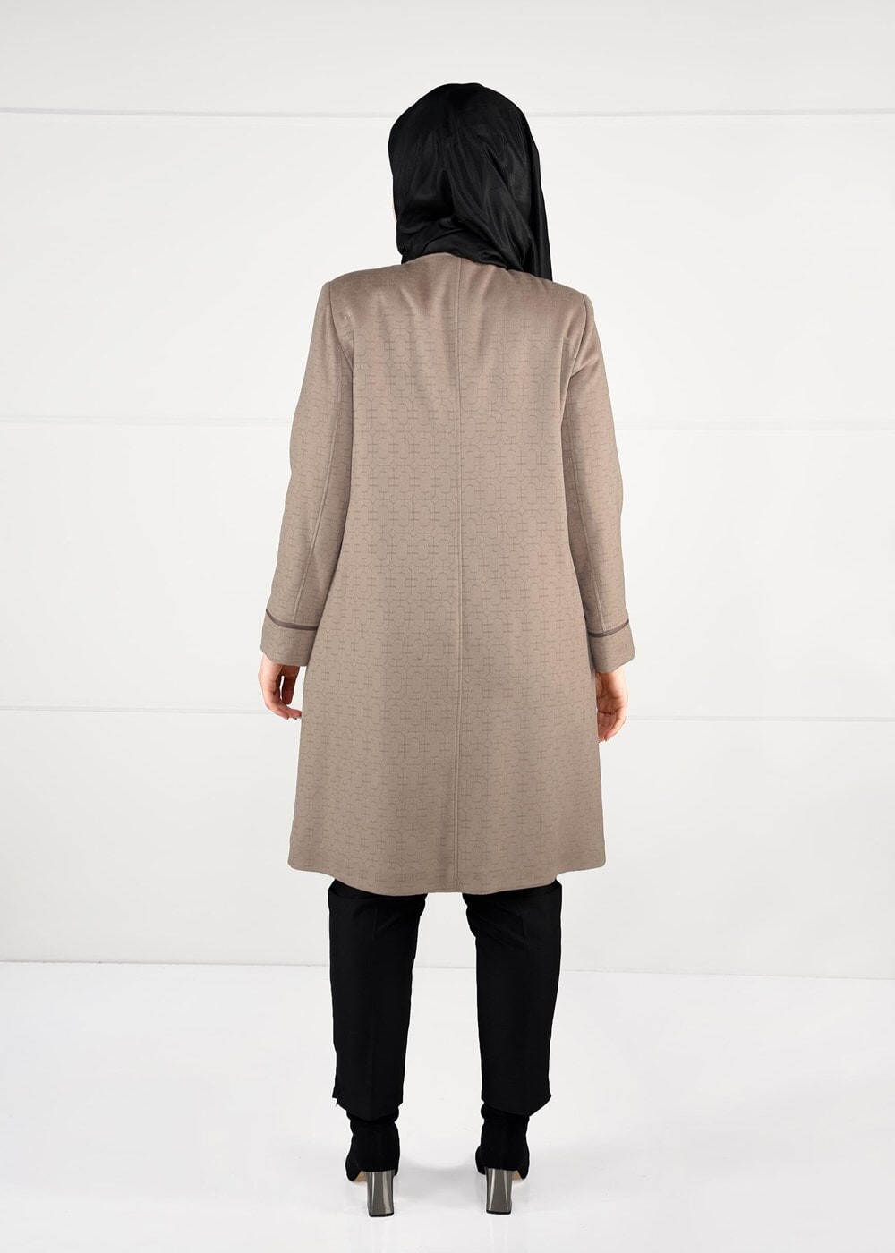 Vêtements hijab BRUN MANTEAU EN LAINE AVEC POCHES 9617 