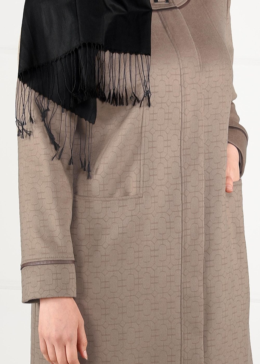 Vêtements hijab BRUN MANTEAU EN LAINE AVEC POCHES 9617 