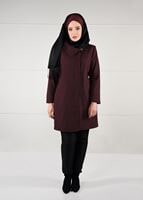 Vêtements hijab ROUGE BORDEAUX MANTEAU EN LAINE AVEC BROCHE 9618 