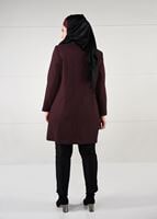 Vêtements hijab ROUGE BORDEAUX MANTEAU EN LAINE AVEC BROCHE 9618 