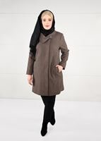 Vêtements hijab BRUN MANTEAU EN LAINE AVEC BROCHE 9618 