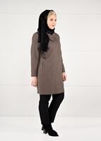 Hijab clothing BROWN BROOCH DETAILED WALKER COAT 9618 