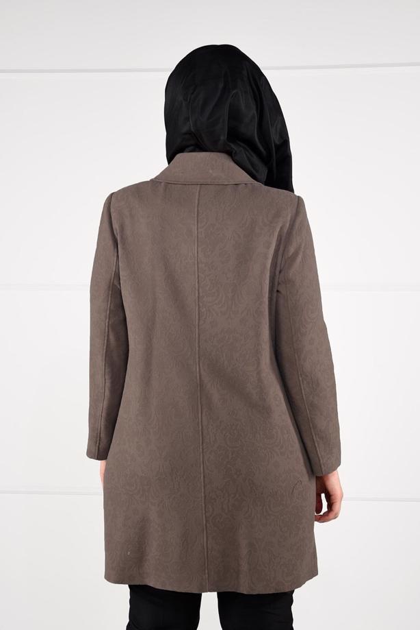 Vêtements hijab BRUN MANTEAU EN LAINE AVEC BROCHE 9618  - TRENDTESETTÜR