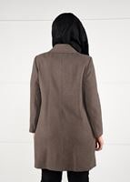 Hijab clothing BROWN BROOCH DETAILED WALKER COAT 9618 