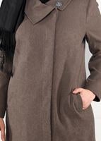 Hijab clothing BROWN BROOCH DETAILED WALKER COAT 9618 