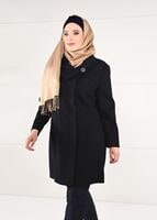 Vêtements hijab BLEU MARINE MANTEAU EN LAINE AVEC BROCHE 9618 