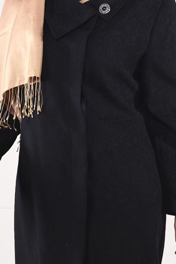 Vêtements hijab BLEU MARINE MANTEAU EN LAINE AVEC BROCHE 9618  - TRENDTESETTÜR