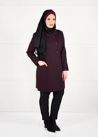 Vêtements hijab ROUGE BORDEAUX MANTEAU EN JACQUARD À BOUTONNÉ 9619 