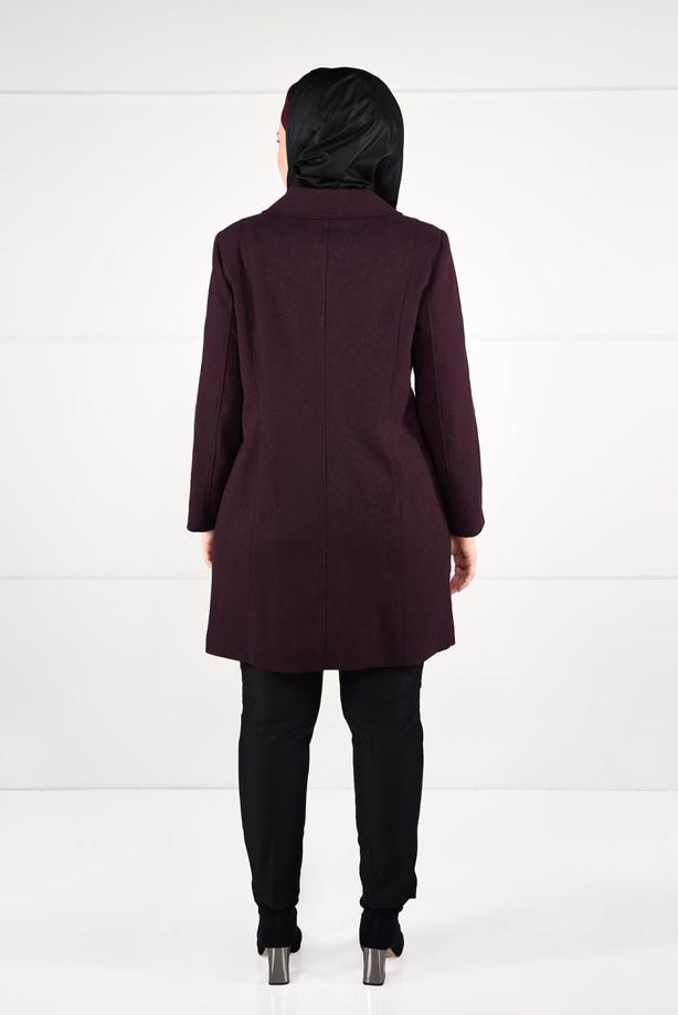 Vêtements hijab ROUGE BORDEAUX MANTEAU EN JACQUARD À BOUTONNÉ 9619  - TRENDTESETTÜR