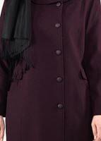 Vêtements hijab ROUGE BORDEAUX MANTEAU EN JACQUARD À BOUTONNÉ 9619 