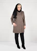 Hijab clothing BROWN BUTTONED JACQUARD COAT 9619 