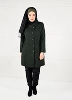 Hijab clothing KHAKI BUTTONED JACQUARD COAT 9619 