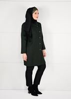 Hijab clothing KHAKI BUTTONED JACQUARD COAT 9619 